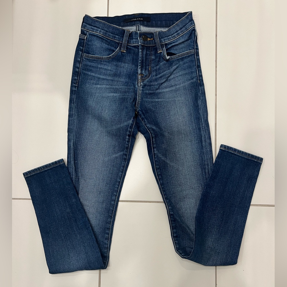 J Brand Blue Skinny Jeans with Stretch and Mid-Rise Fit
